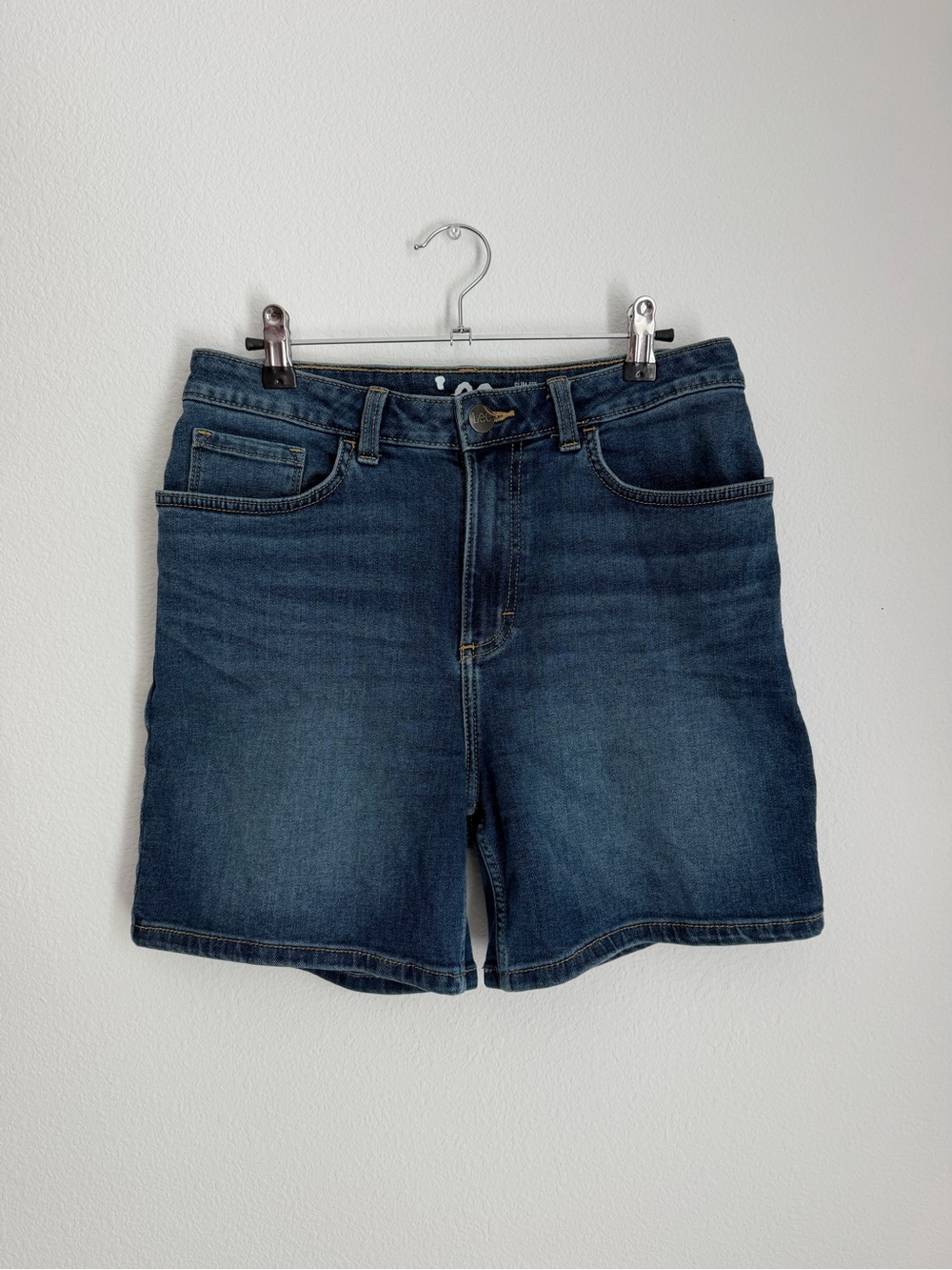 Lee Dark Blue Slim Fit High-Rise Denim Shorts